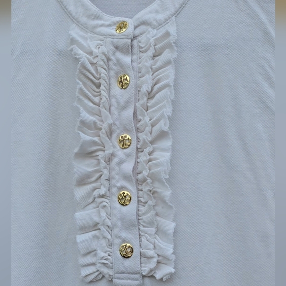 Tory Burch White Ruffle Button Blouse - Picture 5 of 7